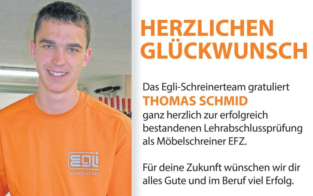 Lehrabschluss als Kantonsbester mit Note 5.6!